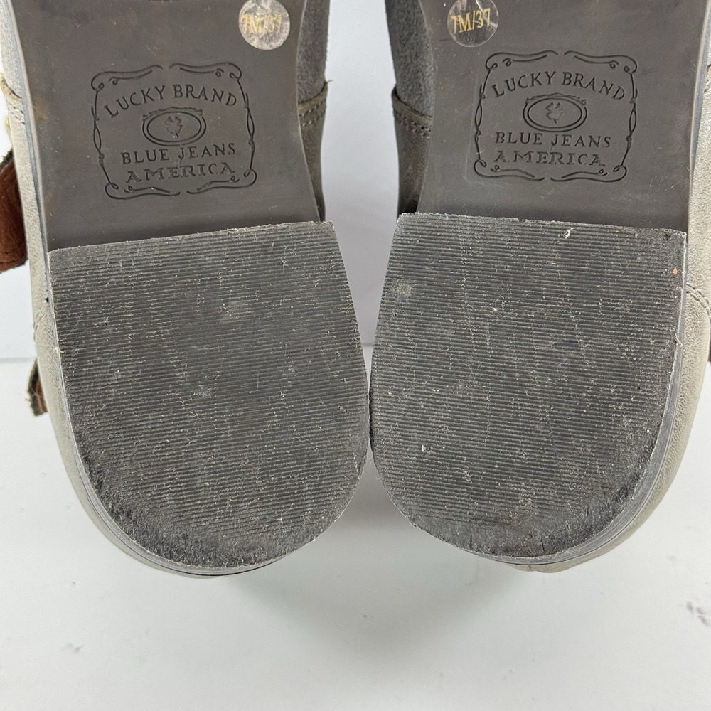 Lucky Brand LK-Daker Gray Cap Toe Leather Ankle Booties Women's Size 7‎ M - Picture 9 of 12